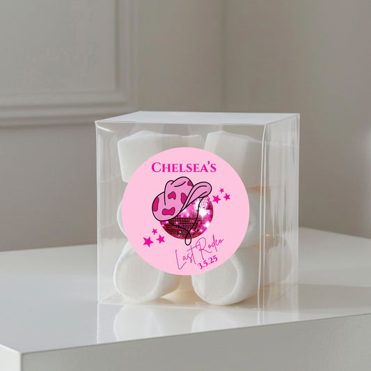 ‘Last Rodeo’ Bridal Shower Transparent Boxes & Stickers- Pack of 10