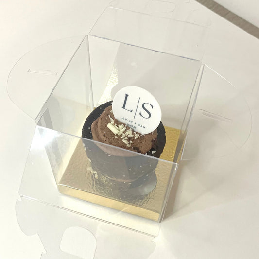 Transparent Cupcake Box With handle & gold Insert - Pack Of 10