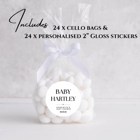 ‘Baby Name’ - Cello Bags & Stickers- Pack x24