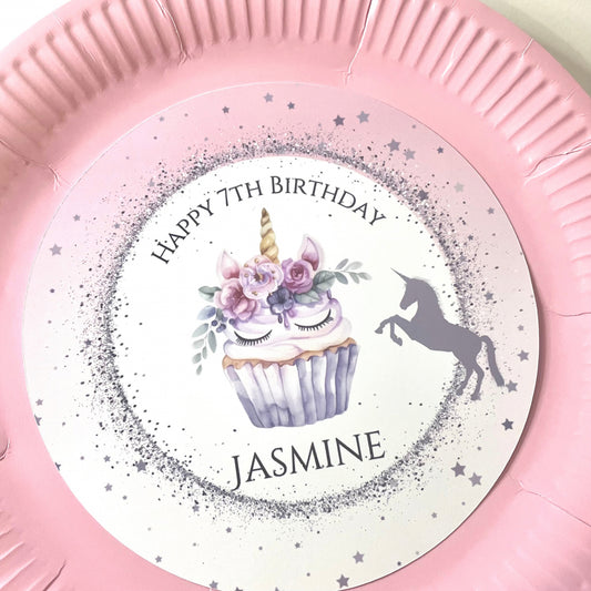 Unicorn & Cupcakes - Plate Toppers x6