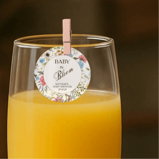 ‘ Baby In Bloom’ Baby Shower- Edible Drink Toppers-Bright Bloom