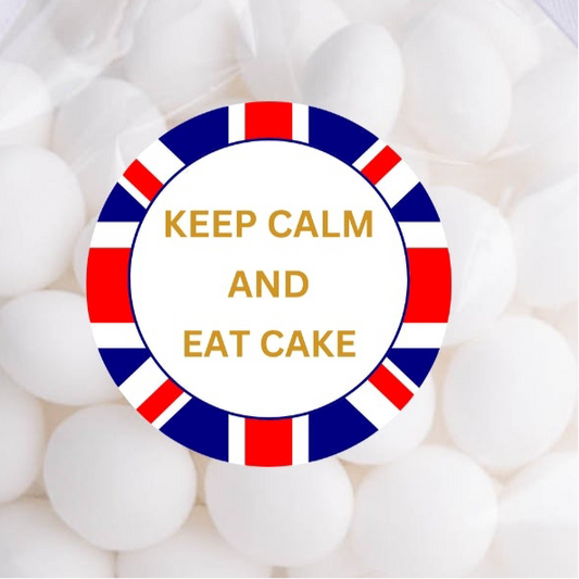 ‘Keep Calm & Eat Cake’ Gloss Sticker Labels