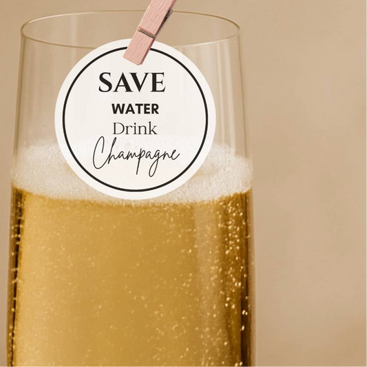 ‘Save Water Drink Champagne’ Edible Drink Toppers