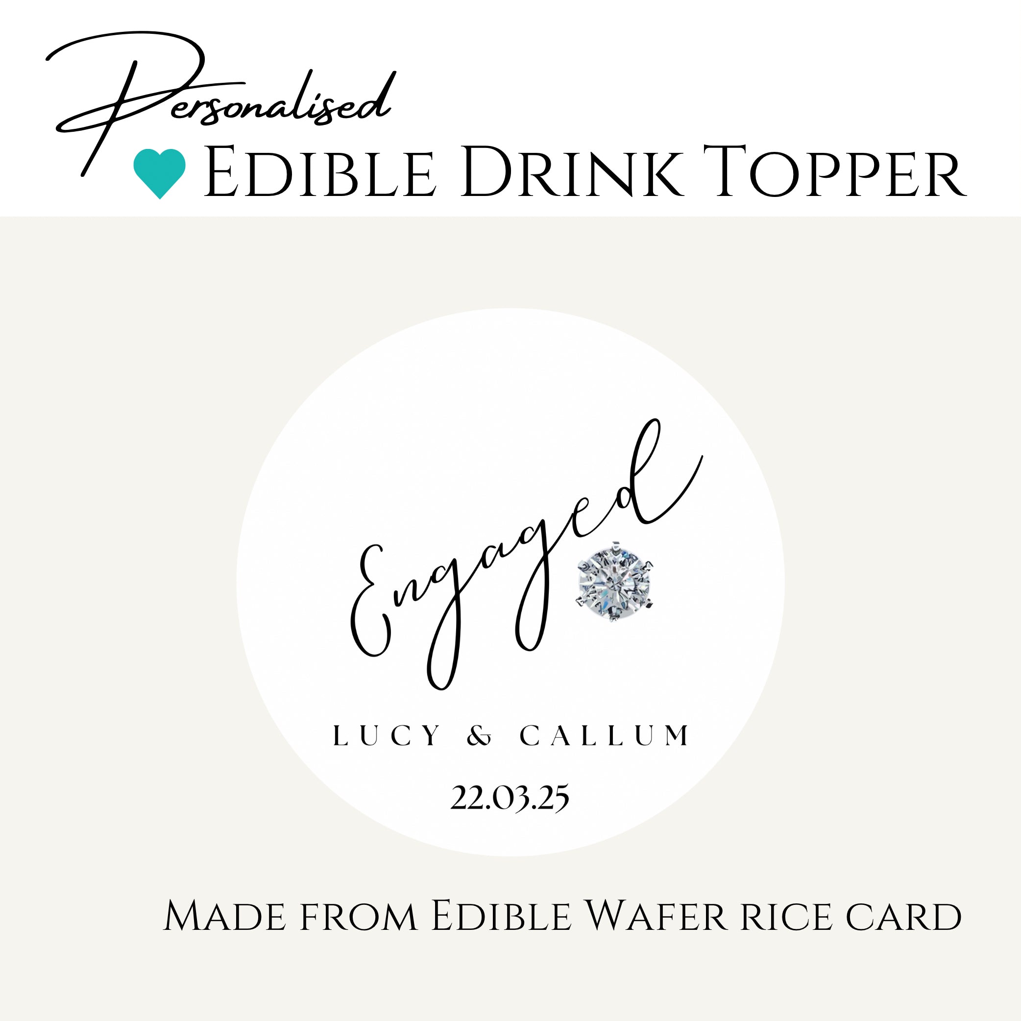 ‘Diamond Engagement’ Edible Drink Toppers