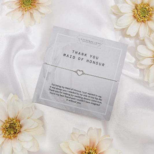 ‘Thank You Maid Of Honour’ Heart Bracelet