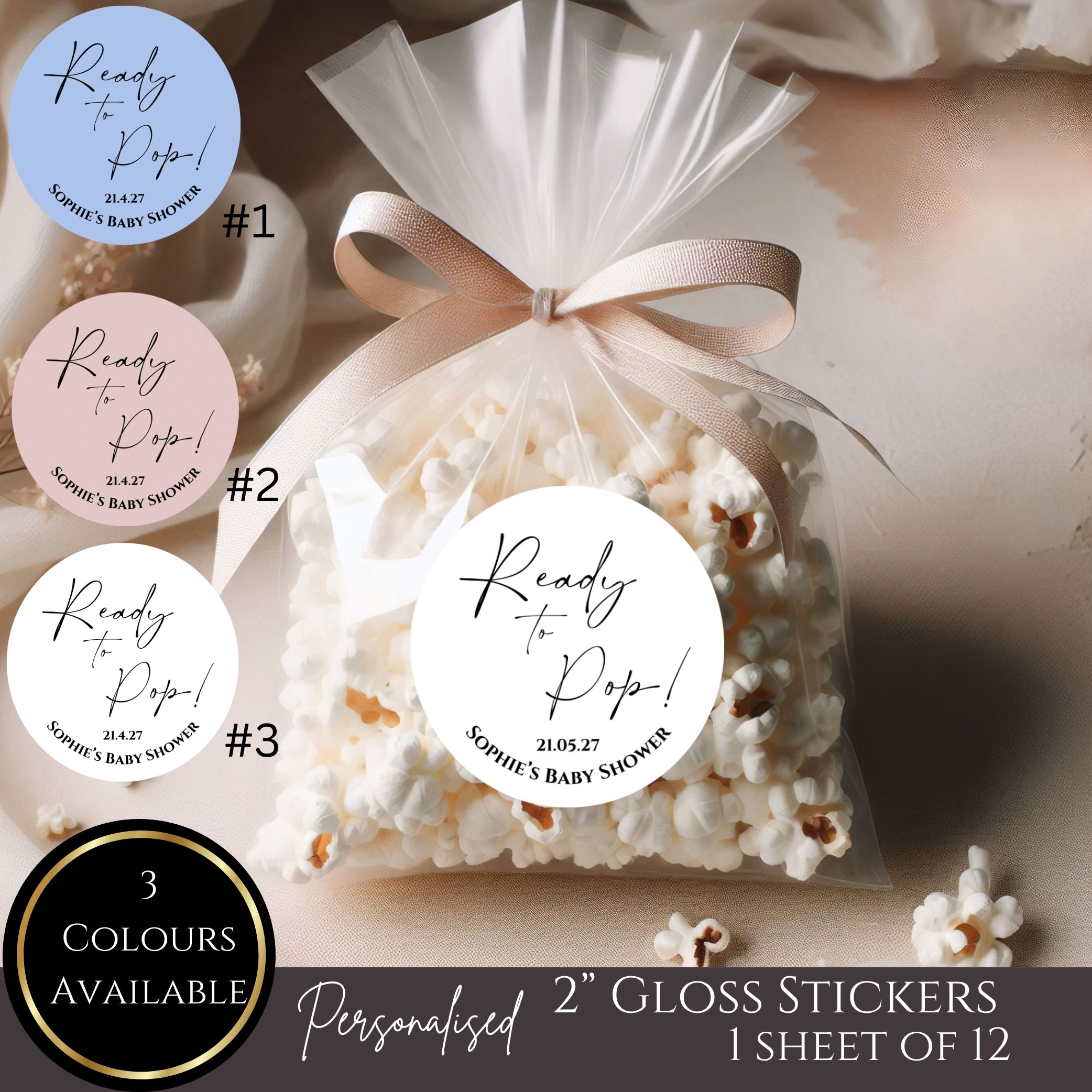 ‘Ready To Pop’ Round Sticker Labels