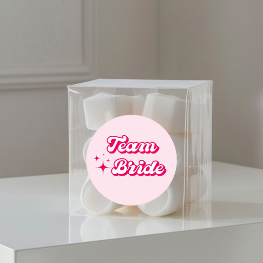 ‘Team Bride’ Bridal Shower Transparent Boxes & Stickers- Pack of 10