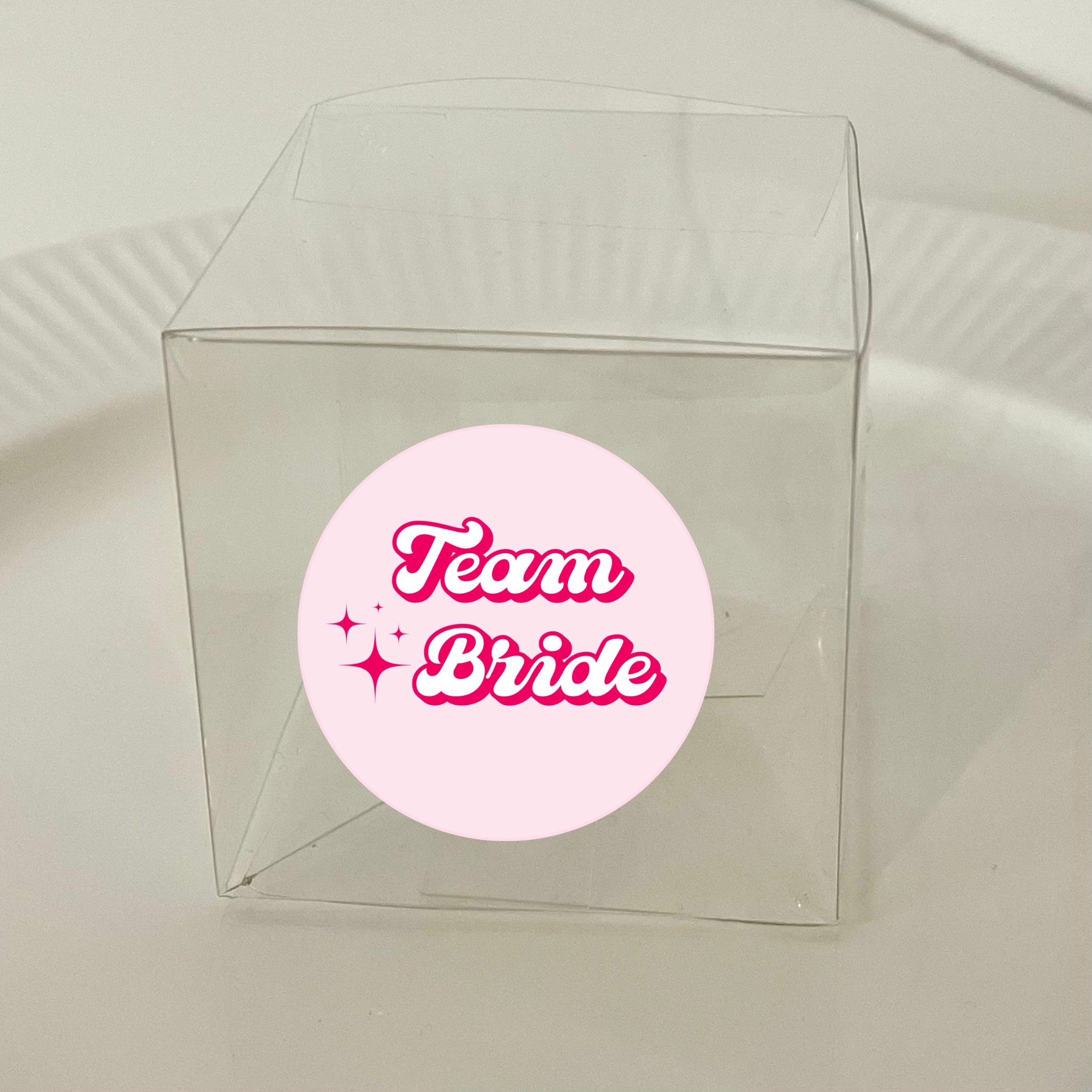 ‘Team Bride’ Bridal Shower Transparent Boxes & Stickers- Pack of 10